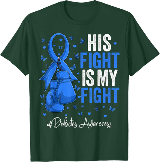 Blue Ribbon Survivor Fighter Diabetes Awareness T-Shirt - T-Shirt | Forest