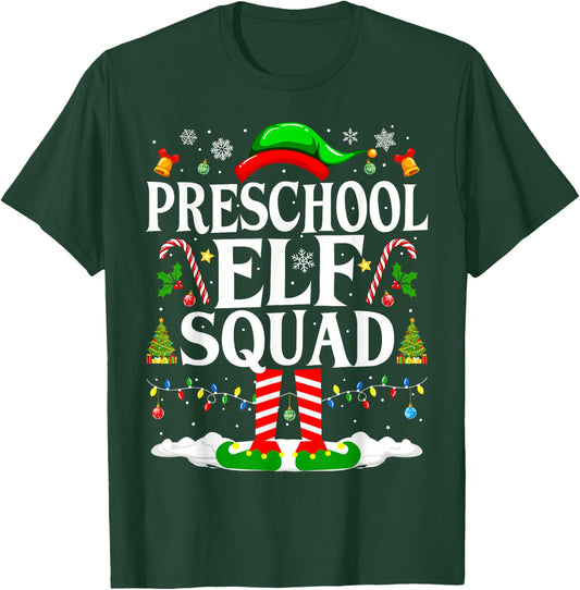 Preschool Elf Squad Xmas Funny Christmas Preschool Teacher T-Shirt - T-Shirt | Forest