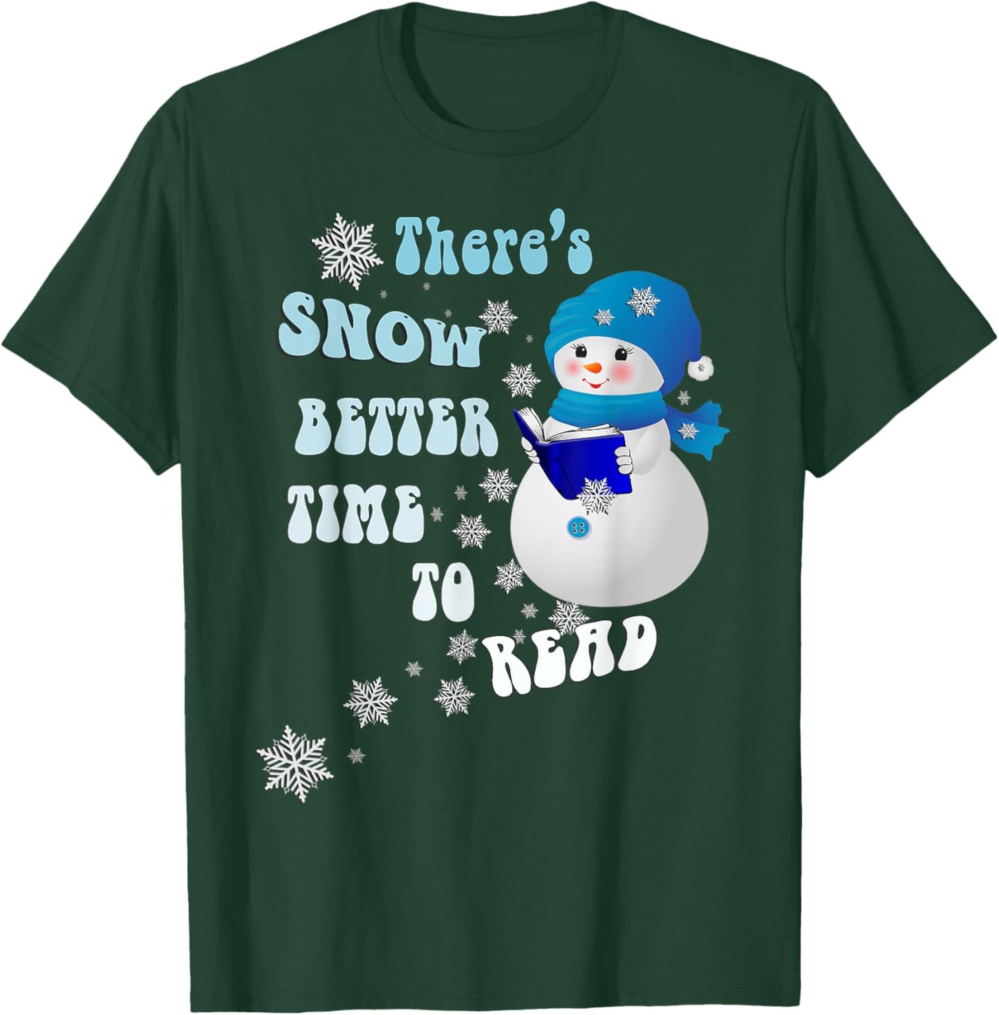 Book Lover Snowflakes Pattern Snowy Reader Snowmen T-Shirt - T-Shirt | Forest