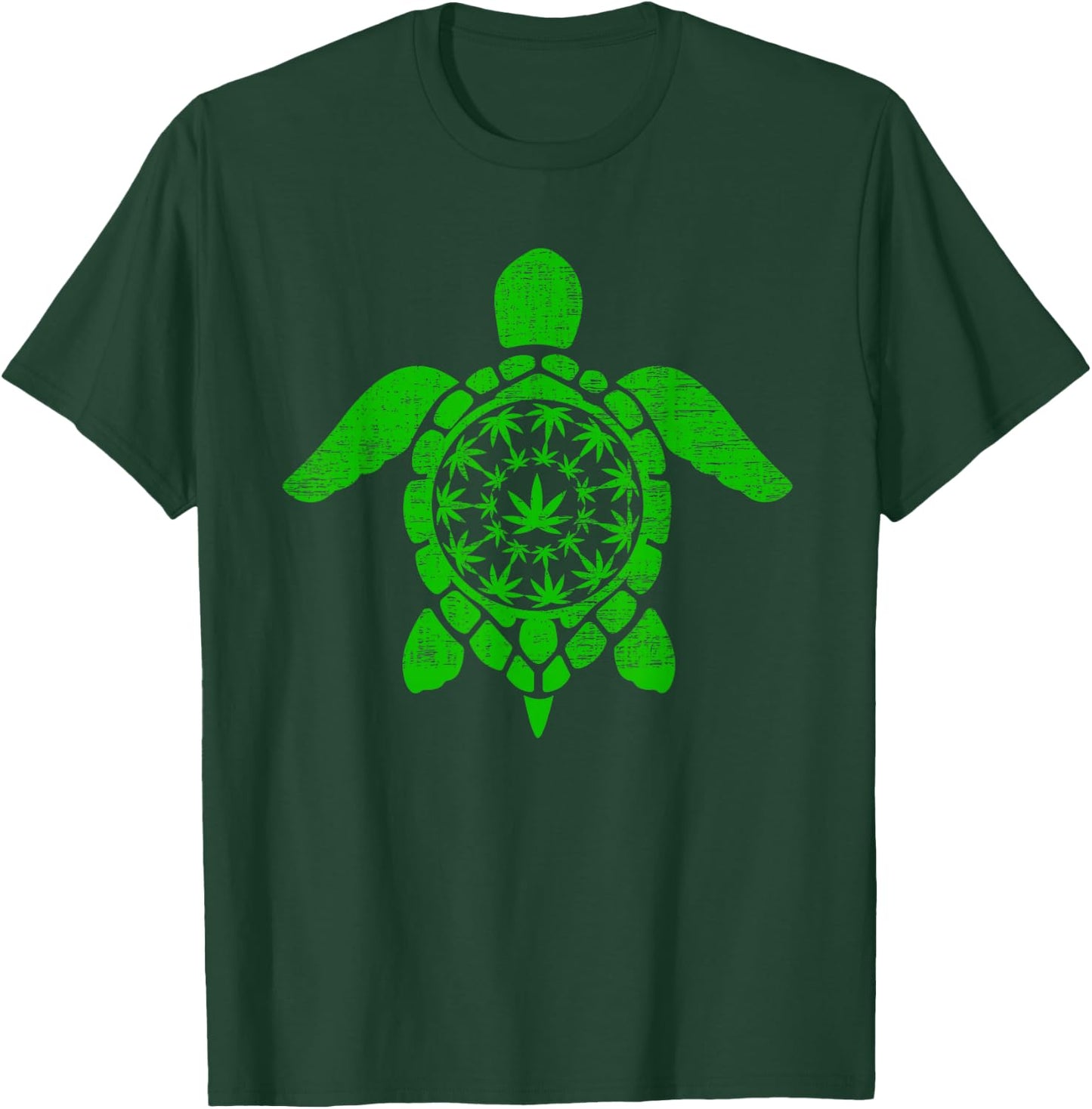 Sea Turtle Cannabis Marijuana Weed Leaf T-Shirt - T-Shirt | Forest