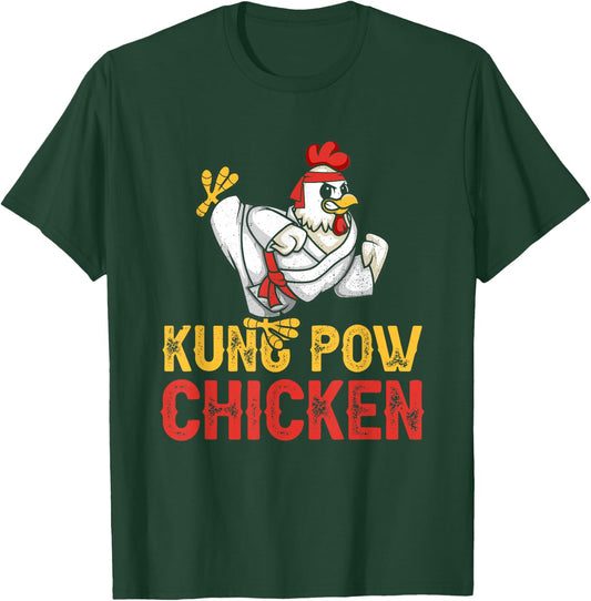 Kung Pow Chicken Funny Karate Chicken Ninja a Warrior T-Shirt - T-Shirt | Forest