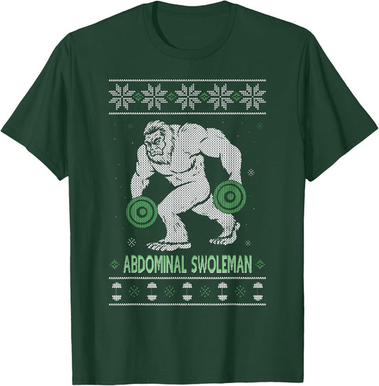 Abdominal Swoleman Christmas Gym Weightlifter T-Shirt - T-Shirt | Forest