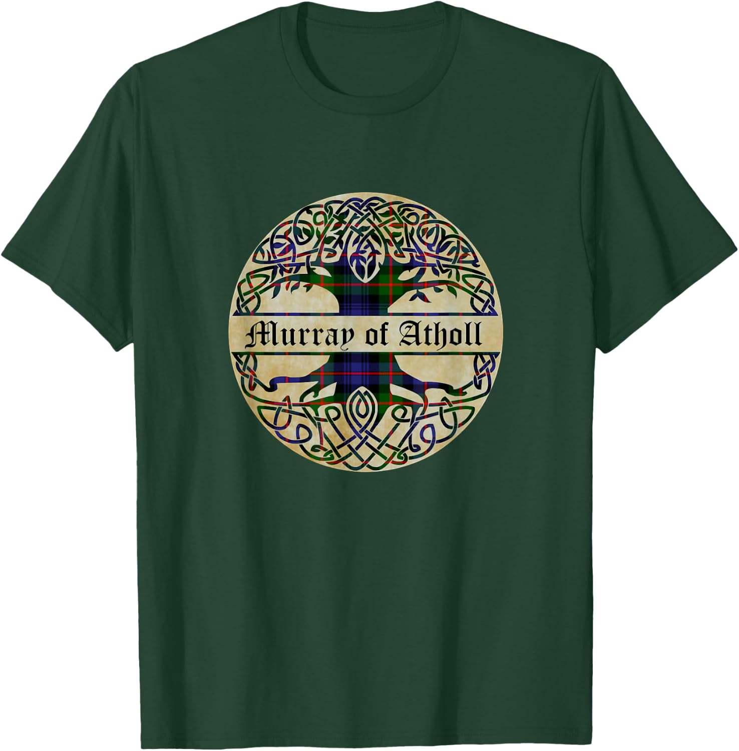 Murray of Atholl Clan Tartan Tree of Life Scottish Surname T-Shirt - T-Shirt | Forest