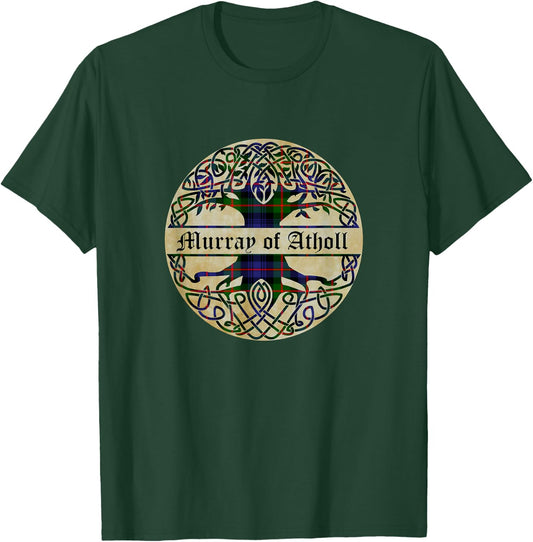 Murray of Atholl Clan Tartan Tree of Life Scottish Surname T-Shirt - T-Shirt | Forest