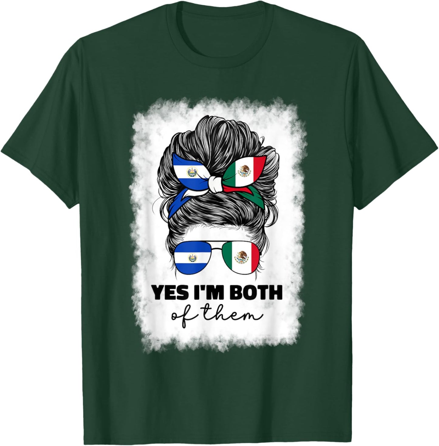 Half Mexican And Salvadorian Mexico El Salvador Flag Girl T-Shirt - T-Shirt | Forest