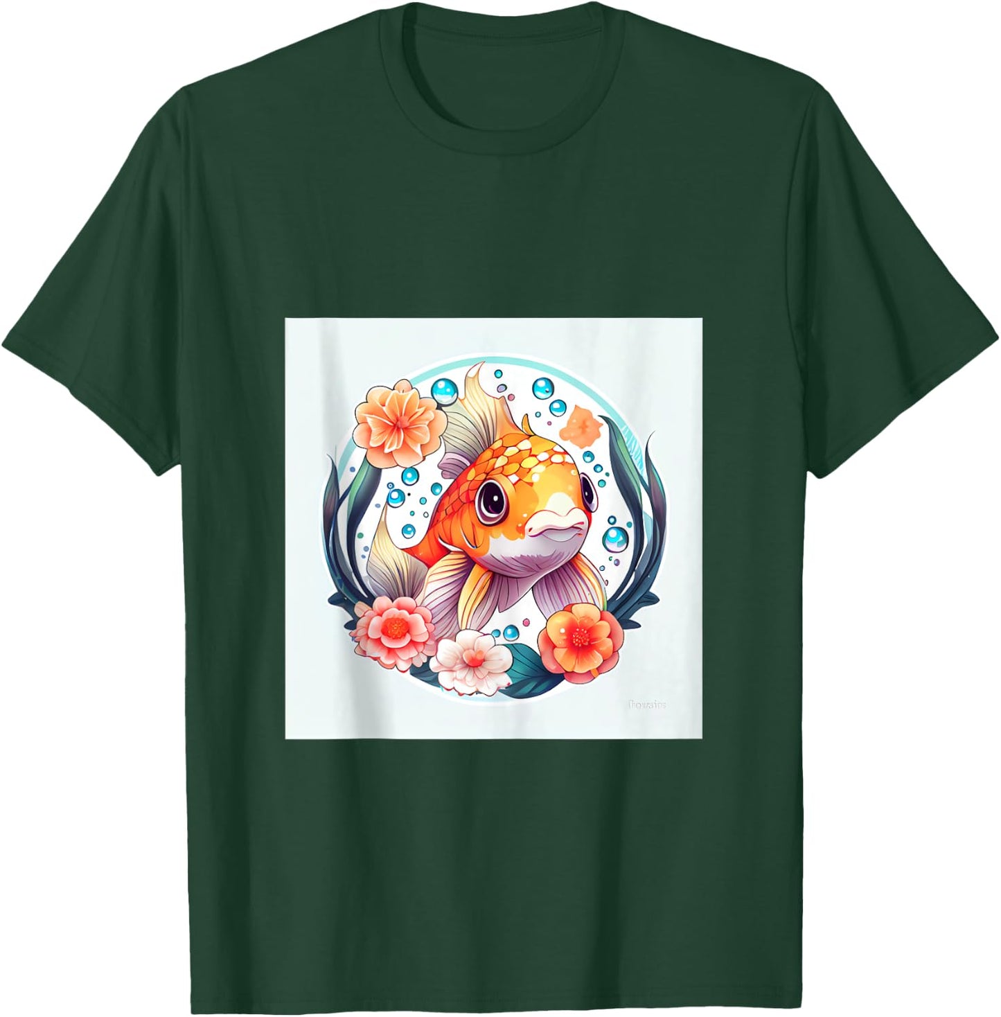 Enchanting Koi Carousel A Magical Ride of Cute Fish T-Shirt - T-Shirt | Forest
