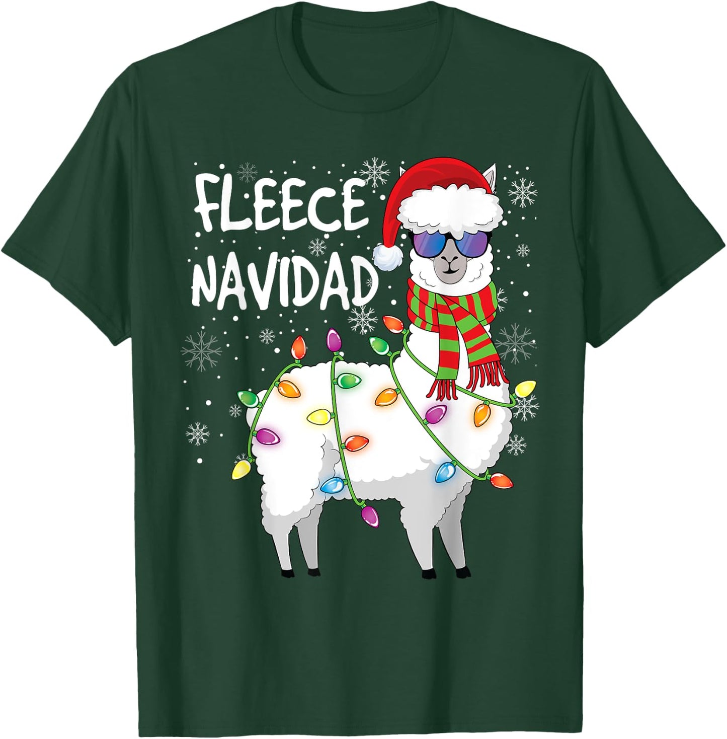 Fleece Feliz Navidad Shirt Llama Christmas T-Shirt - T-Shirt | Forest