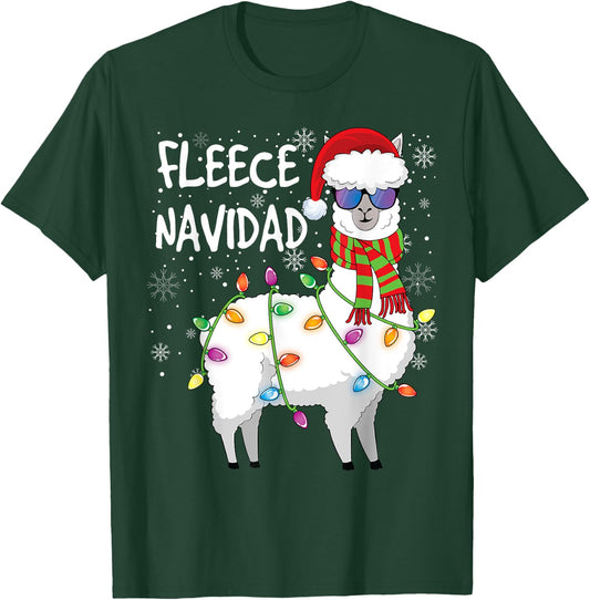 Fleece Feliz Navidad Shirt Llama Christmas T-Shirt - T-Shirt | Forest