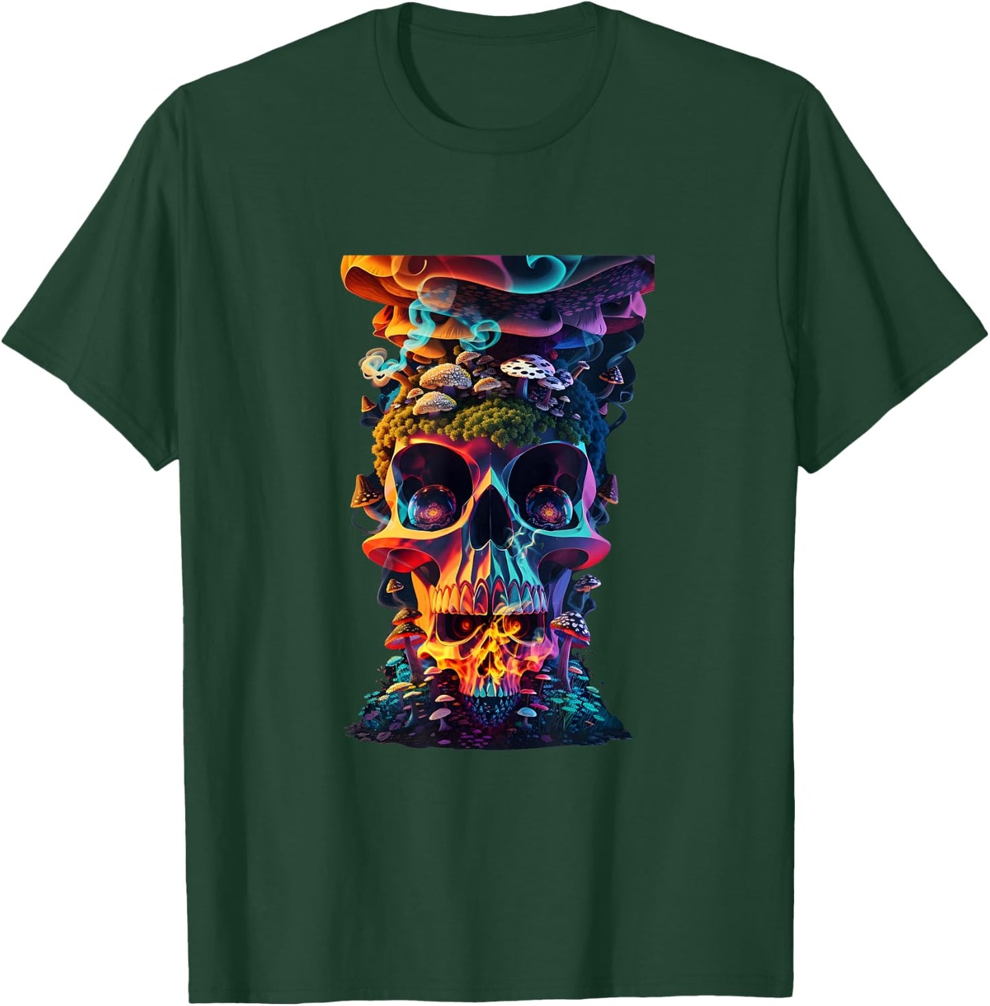 Goblincore Aesthetic Grunge Fungi Mushroom Skull T-Shirt - T-Shirt | Forest