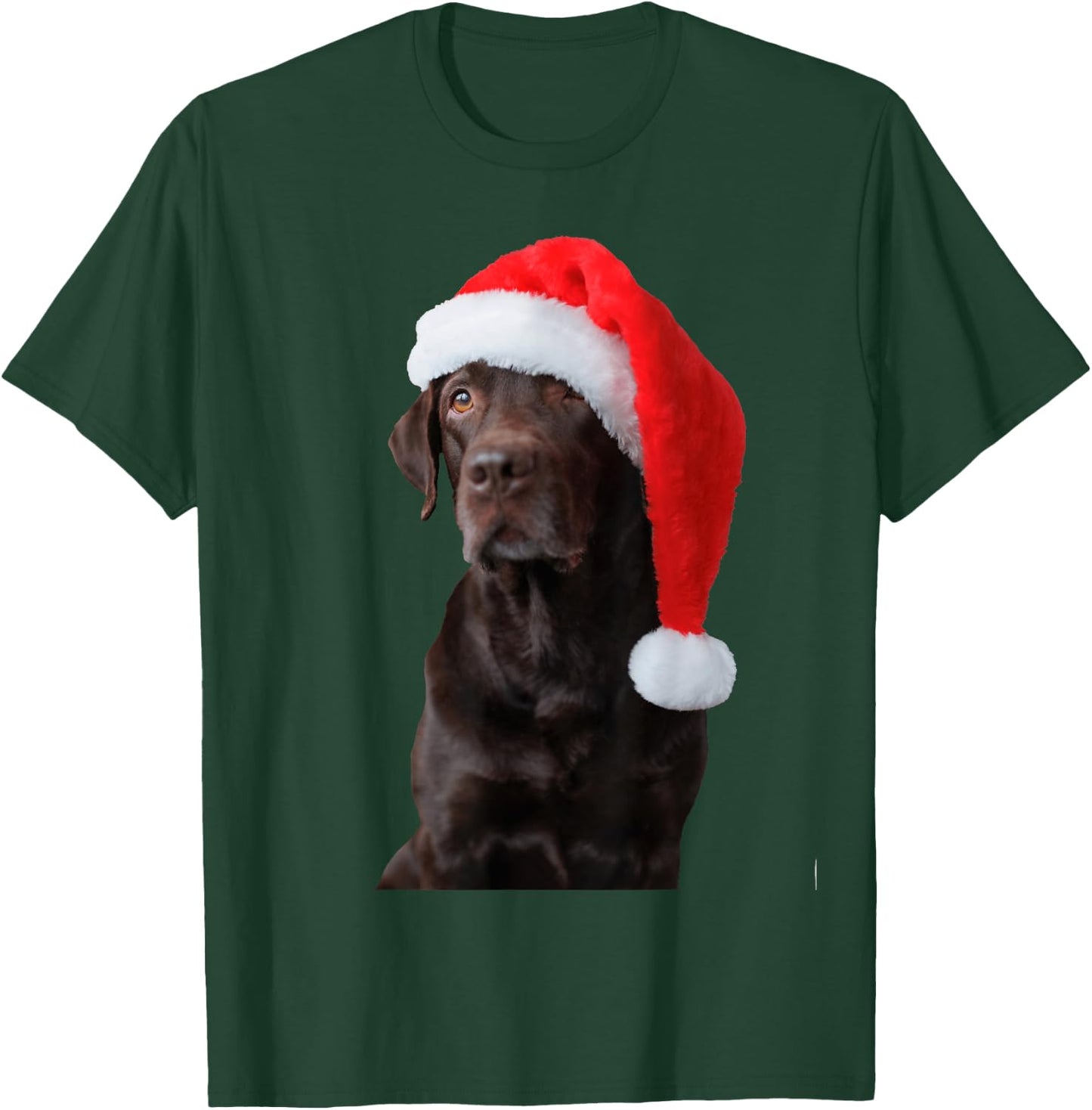 Chocolate Lab Dog Portrait Santa Hat Cute Christmas Labrador T-Shirt - T-Shirt | Forest