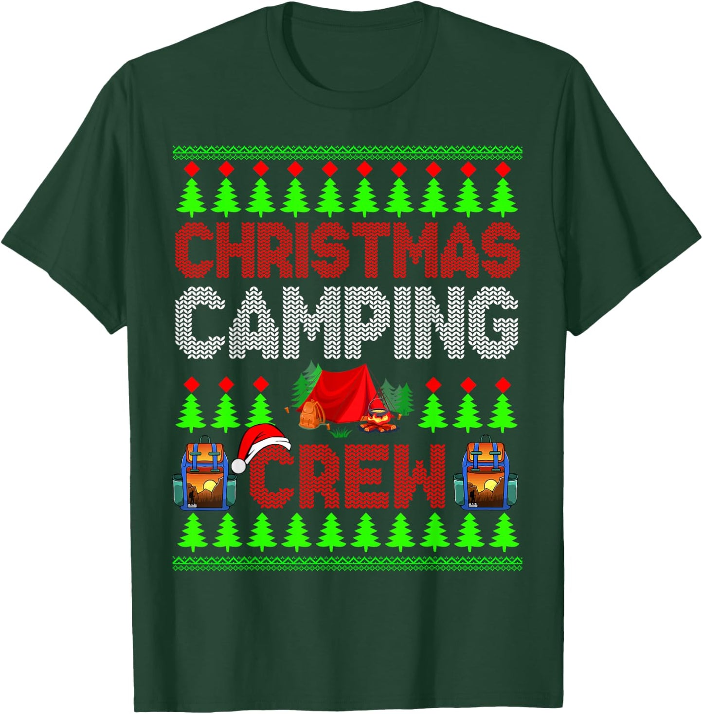 Christmas Camping Crew Xmas Sweater Santa Camper Camping T-Shirt - T-Shirt | Forest