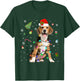 Beagle Dog Christmas Lights Santa Hat Dog Dad Mom Women Kids T-Shirt - T-Shirt | Forest
