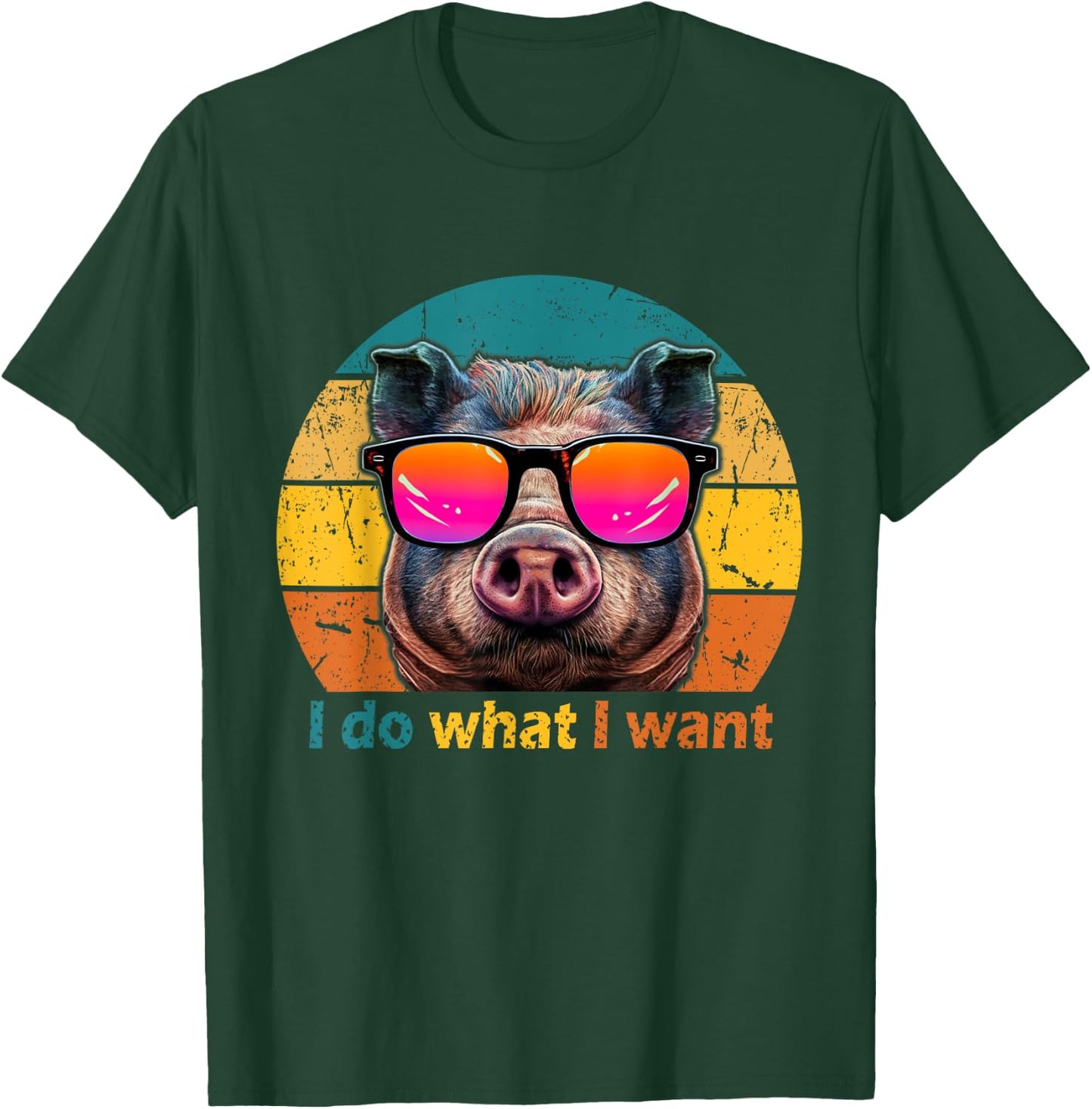 Funny Retro 70s 80s 90s Pot-Bellied Pig i do what i want Pig T-Shirt - T-Shirt | Forest