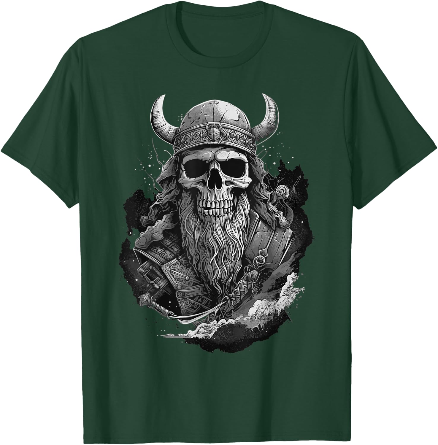 Viking Skull Odin Valhalla Celtic Knot Gym Graphic T-Shirt - T-Shirt | Forest