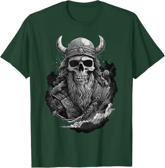 Viking Skull Odin Valhalla Celtic Knot Gym Graphic T-Shirt - T-Shirt | Forest