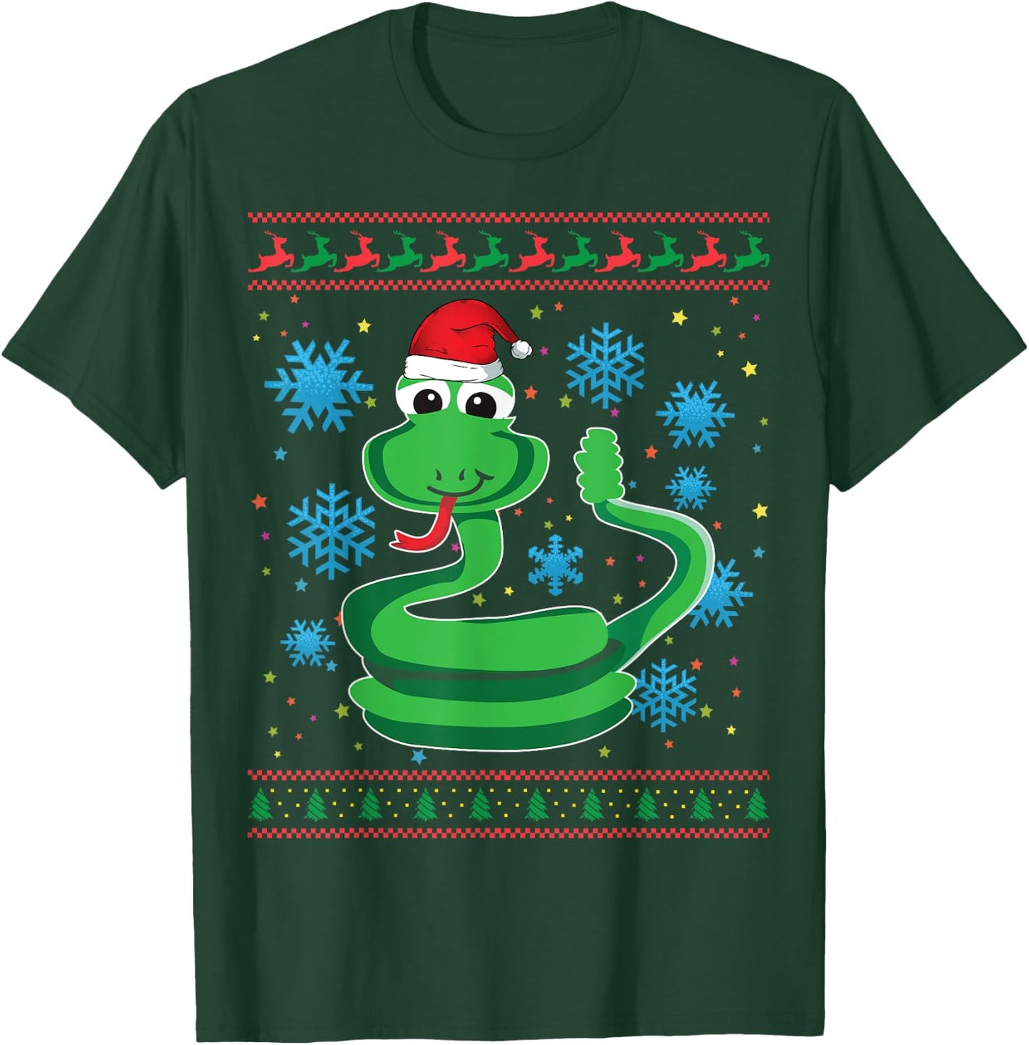 Rattlesnake Ugly Christmas Gift Funny Snake X-Mas Santa Hat T-Shirt - T-Shirt | Forest