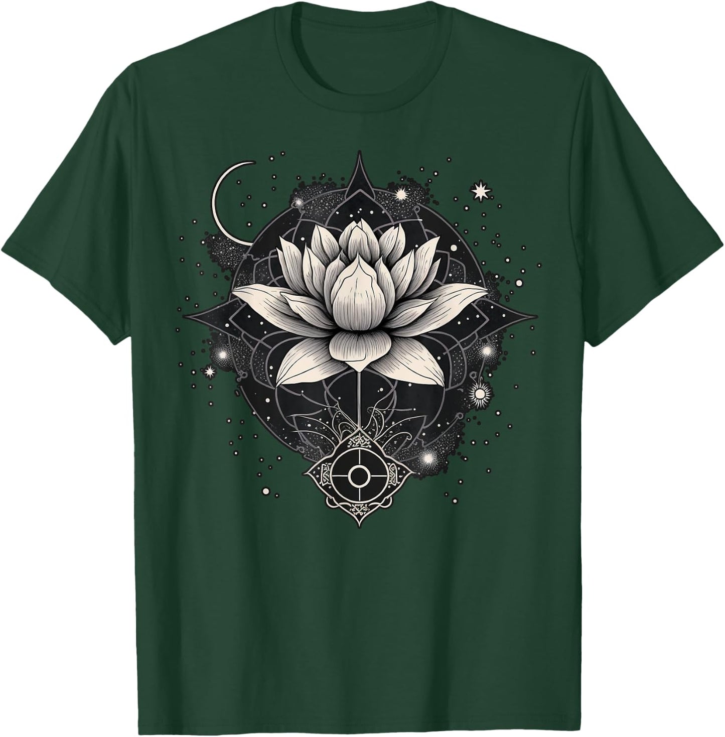 Moon Lotus Flower Yoga Meditation T-Shirt - T-Shirt | Forest