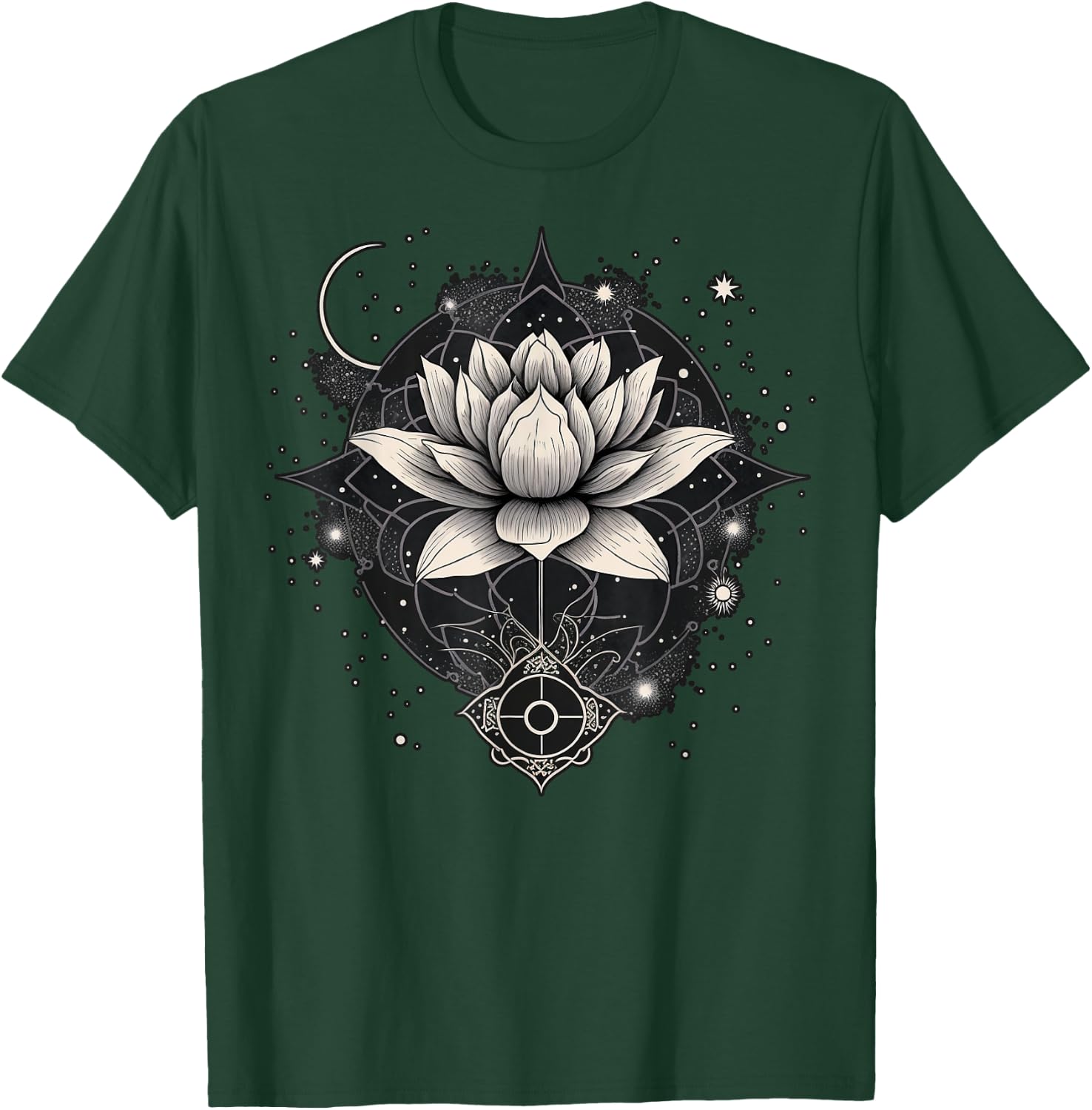 Moon Lotus Flower Yoga Meditation T-Shirt - T-Shirt | Forest