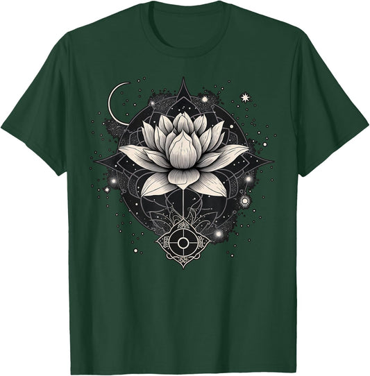 Moon Lotus Flower Yoga Meditation T-Shirt - T-Shirt | Forest