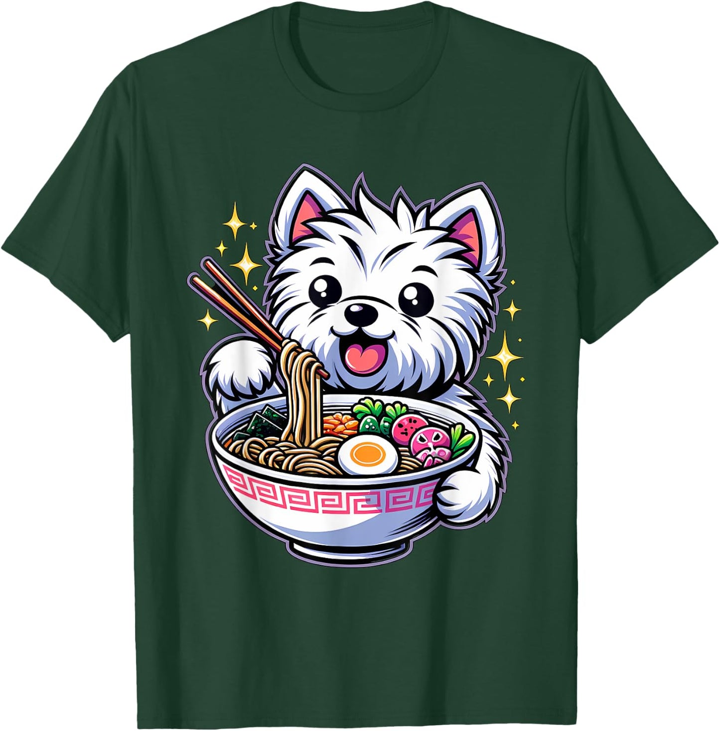 Kawaii Anime West Highland Terrier Dog Ramen T-Shirt - T-Shirt | Forest