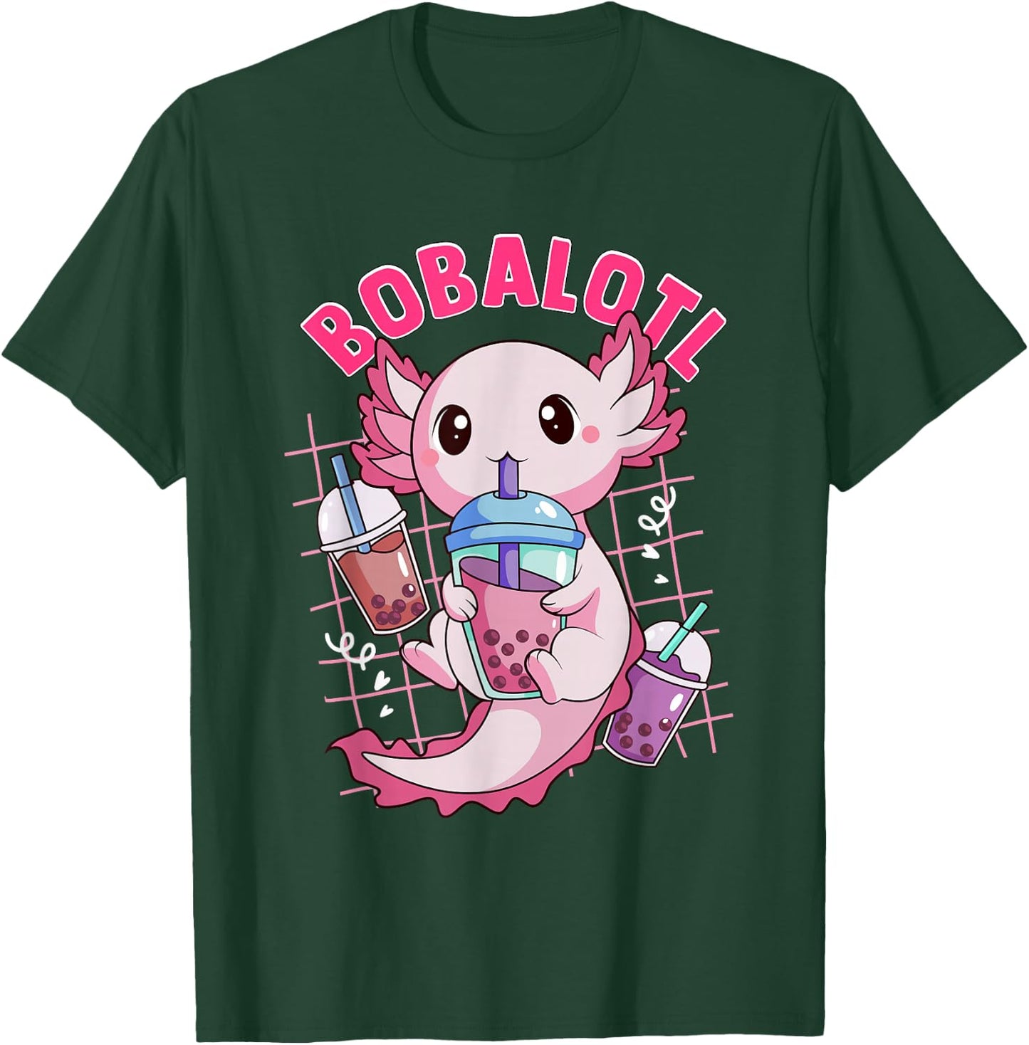 Bobalotl Kawaii Axolotl Drinking Boba Tea Pet Axolotl Lover T-Shirt - T-Shirt | Forest