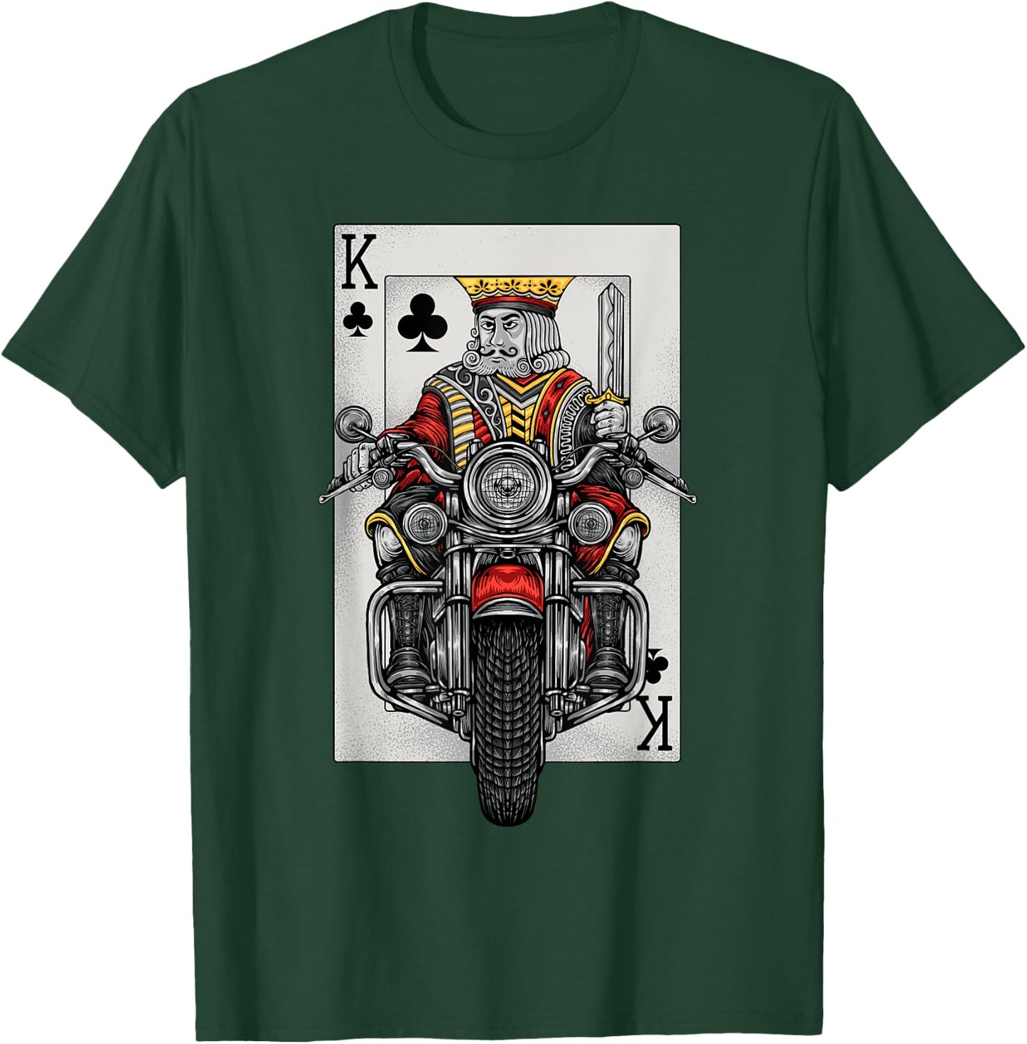 Playing Card King Riding A Road Motorcycle T-Shirt - T-Shirt | Forest