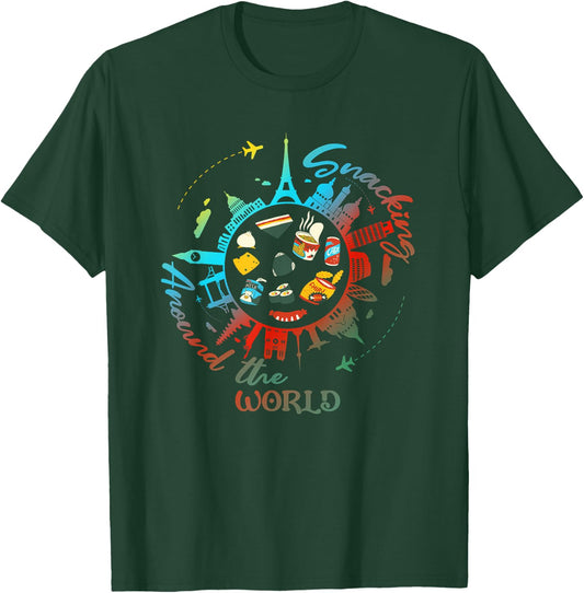 Snacking Around The World Fastfood Travel for Food Lover T-Shirt - T-Shirt | Forest