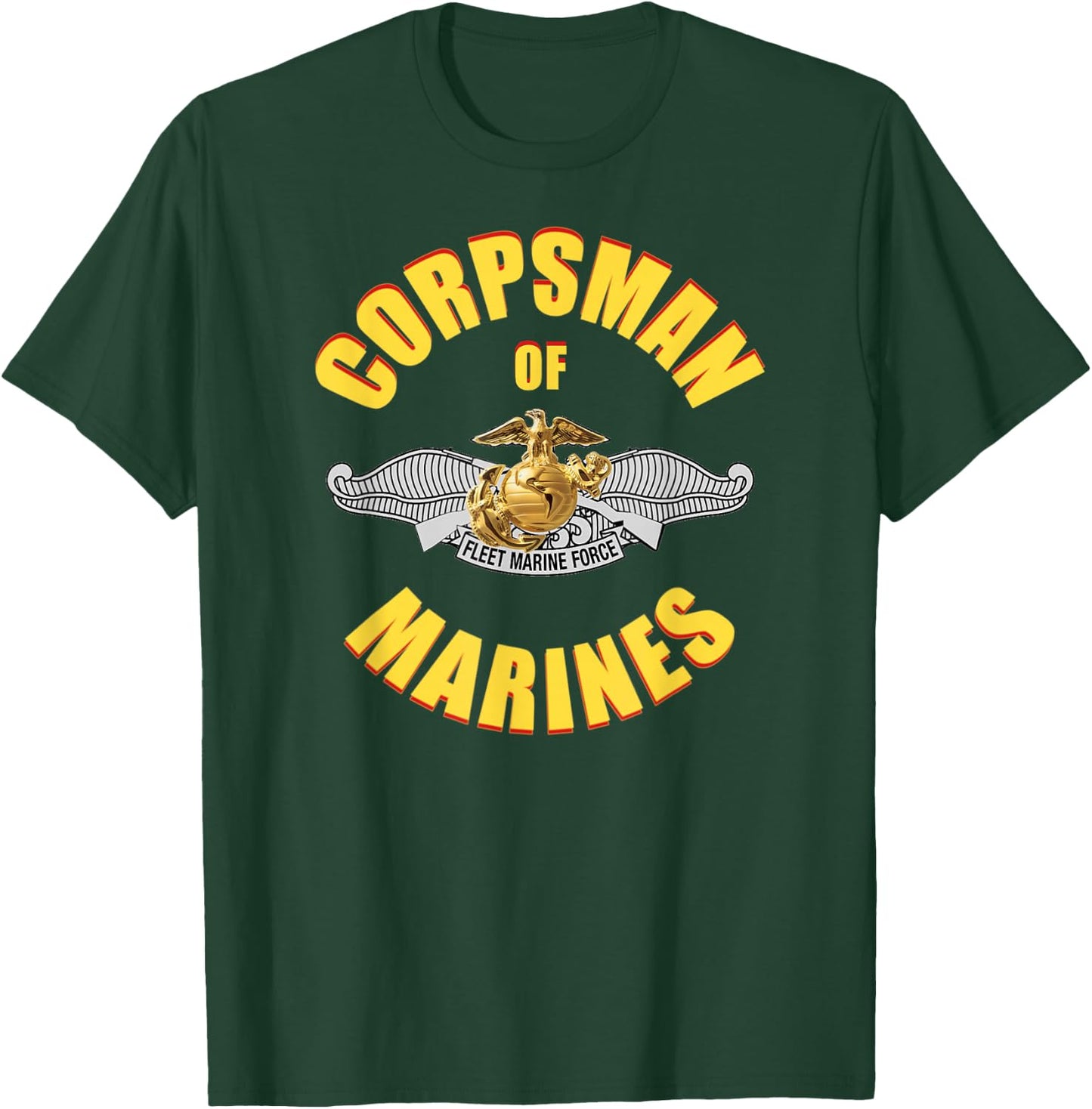 8404 Combat Corpsman: Eagle Globe Anchor Veteran T-Shirt - T-Shirt | Forest