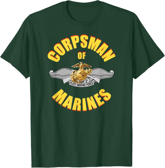 8404 Combat Corpsman: Eagle Globe Anchor Veteran T-Shirt - T-Shirt | Forest
