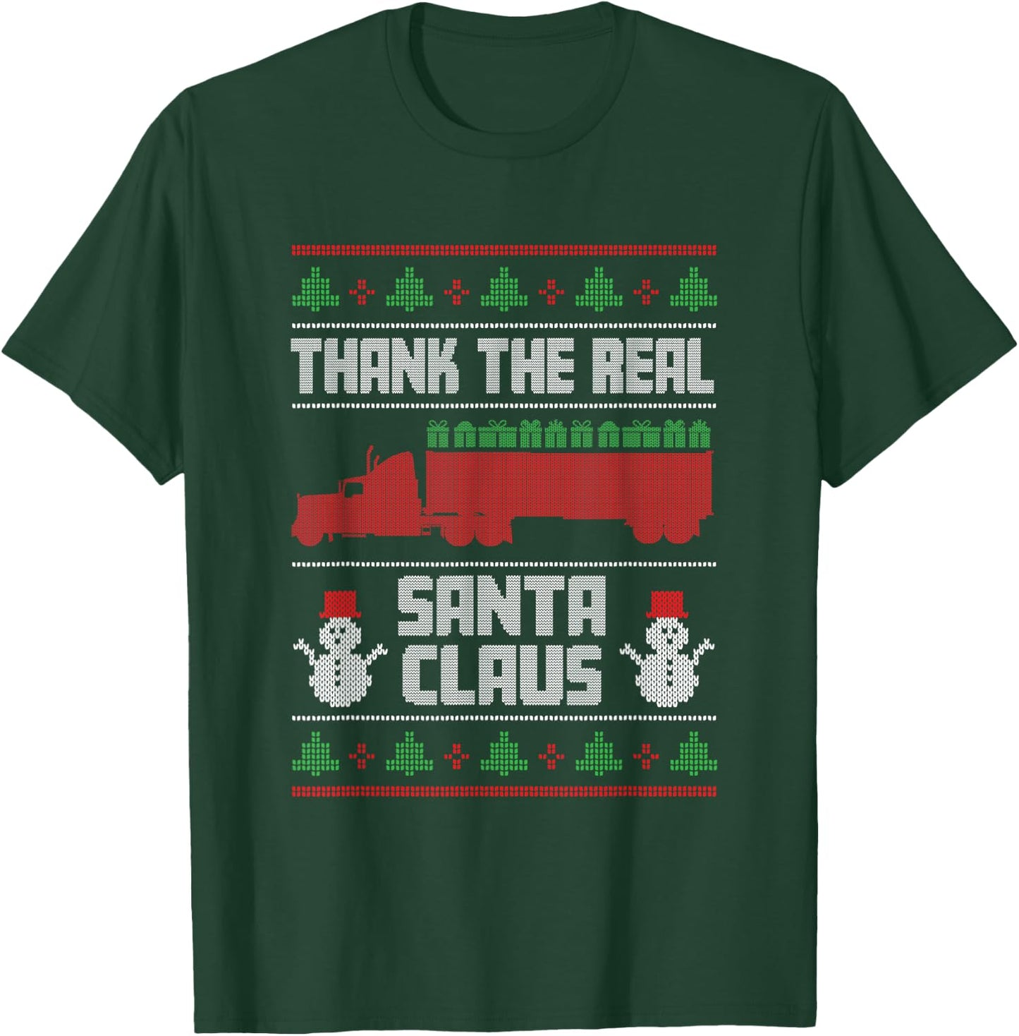 Trucker Santa Claus Funny Truck Driving Christmas Trucker T-Shirt - T-Shirt | Forest