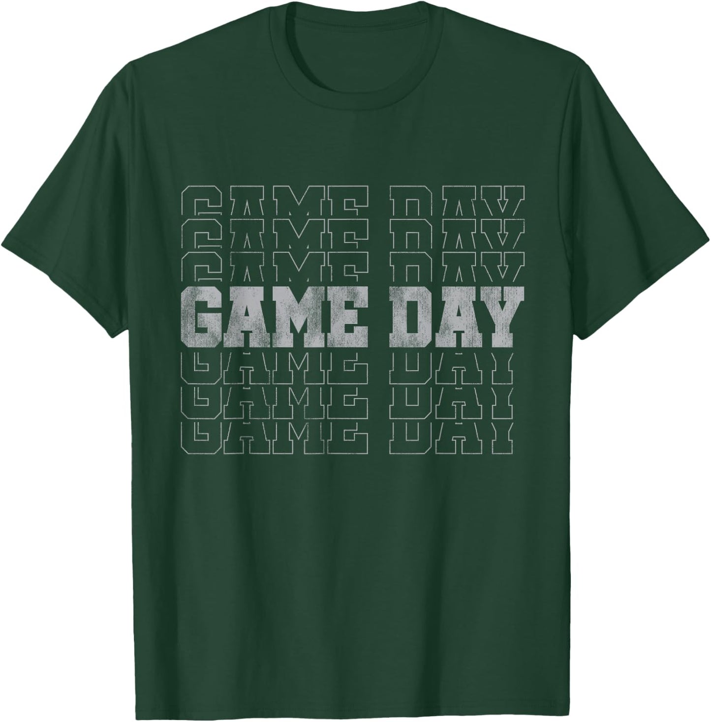 Retro Game Day Football Stacked Text Repeated Word Sports T-Shirt - T-Shirt | Forest
