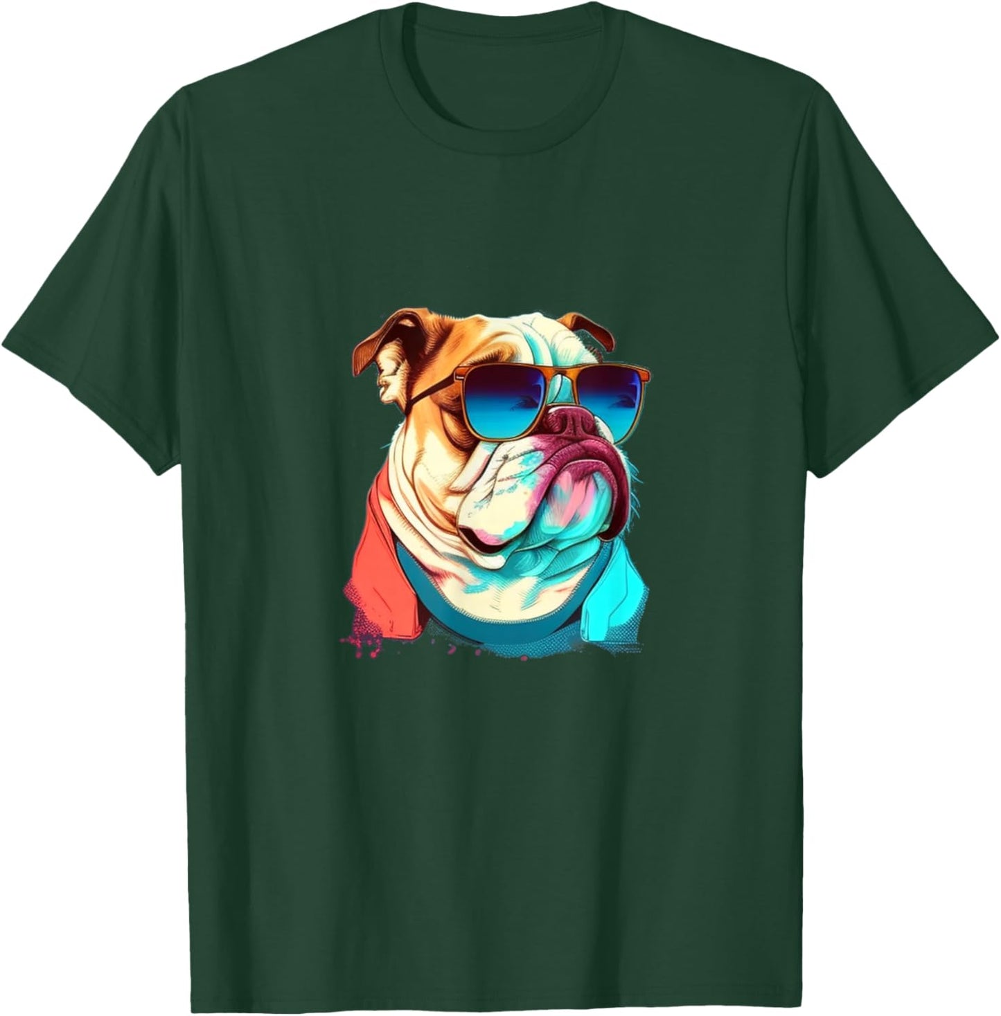 Funny English Bulldog with Sunglasses T-Shirt - T-Shirt | Forest