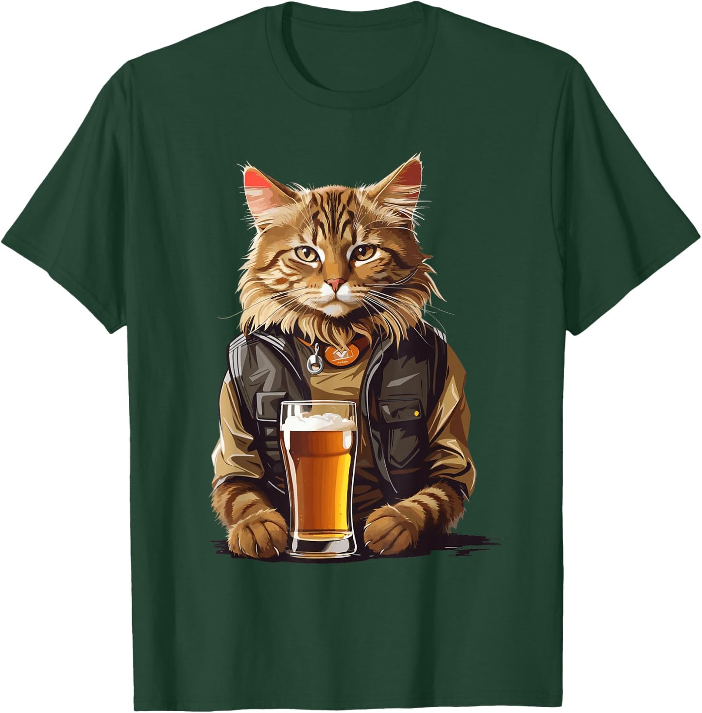 Cat Drinking Beer, Funny Beer Lovers Cat T-Shirt - T-Shirt | Forest