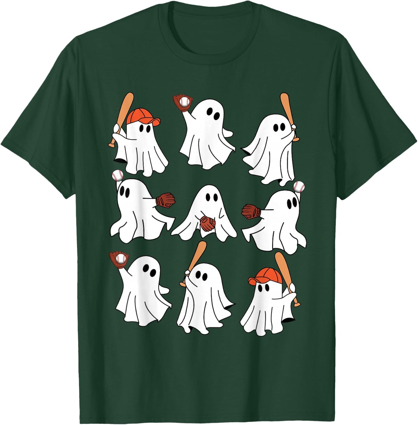Boo Ghost Halloween Baseball Happy Halloween Baseball Lover T-Shirt - T-Shirt | Forest
