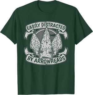 Easily Distracted By Arrowheads Rocks Arrowhead Collecting T-Shirt - T-Shirt | Forest
