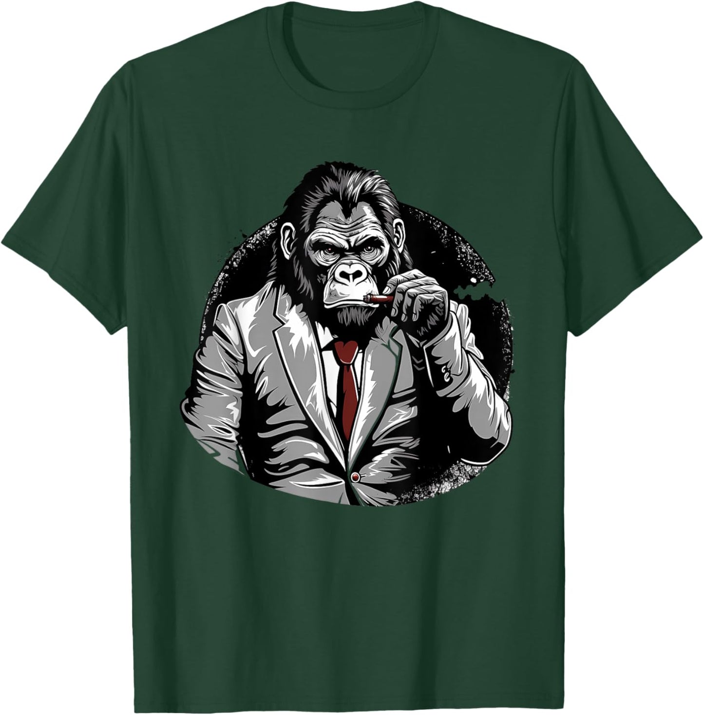 Gorilla In Suit Smoking Cigar Monkey Ape Wildlife Artwork T-Shirt - T-Shirt | Forest