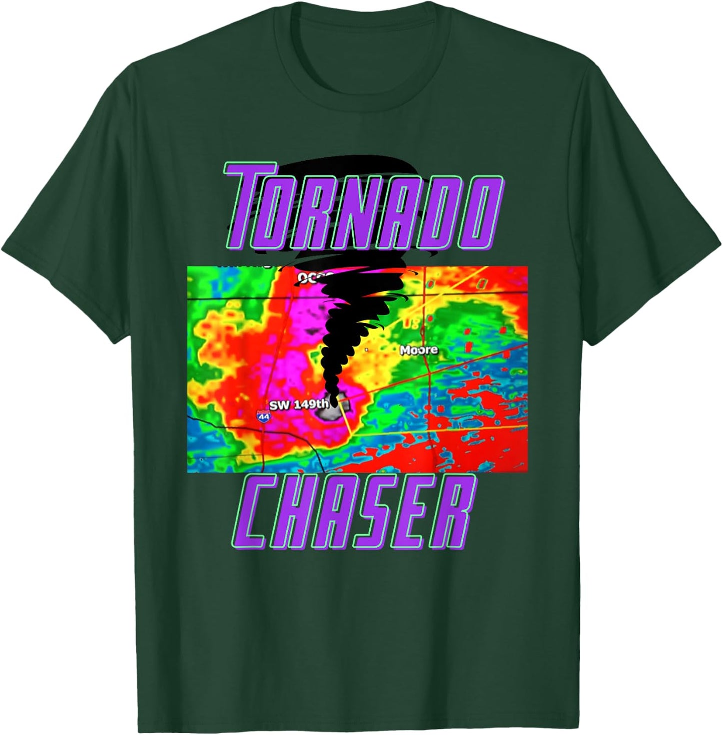 Tornado Hunter Storm Chaser Chasing Tornados F-5 Map T-Shirt - T-Shirt | Forest