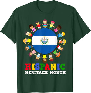 Salvadoran Flag Hispanic Heritage El Salvador Boy Girl Kids T-Shirt - T-Shirt | Forest