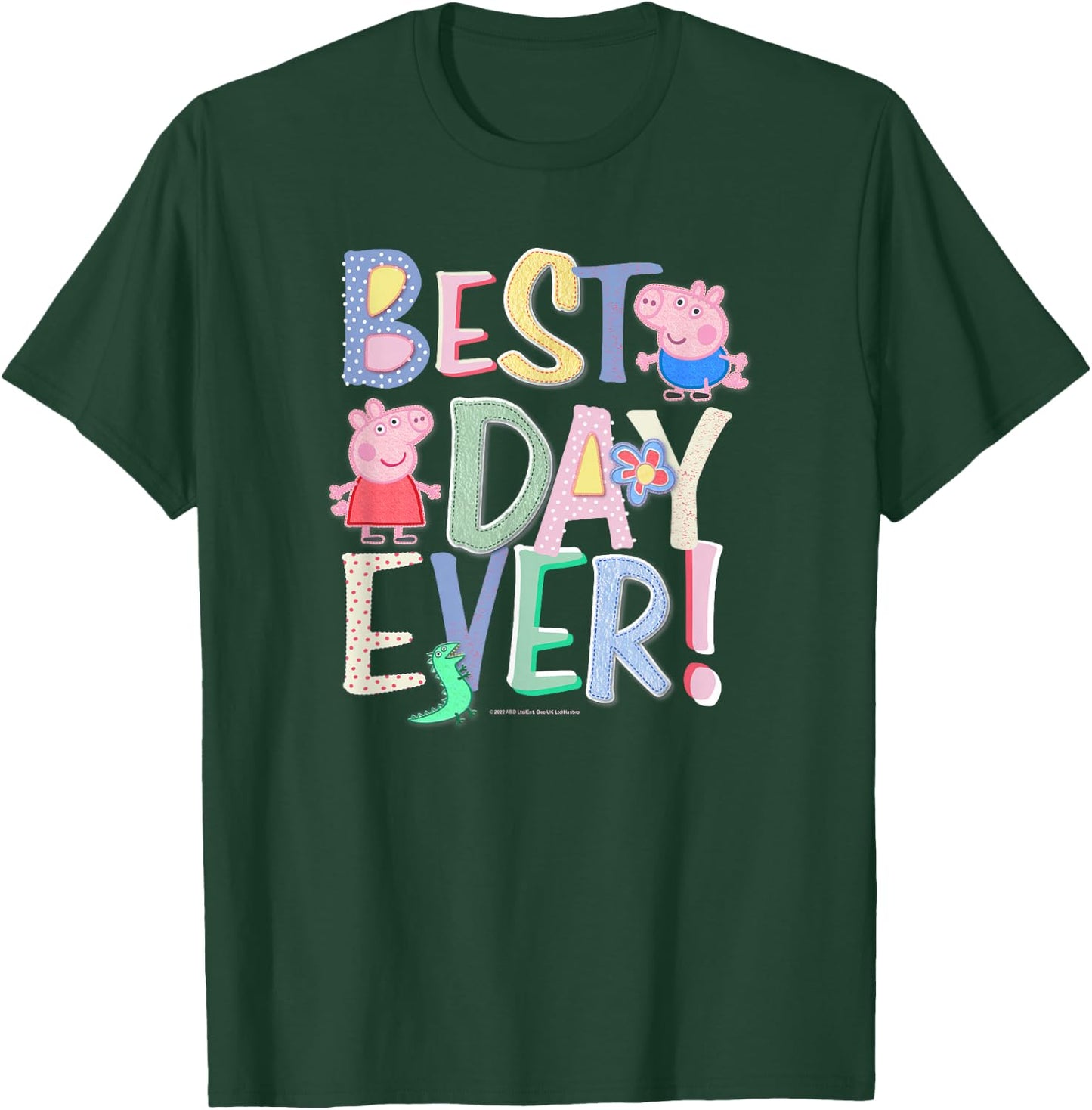 Peppa Pig Best Day Ever Colorful Font Patterns T-Shirt - T-Shirt | Forest