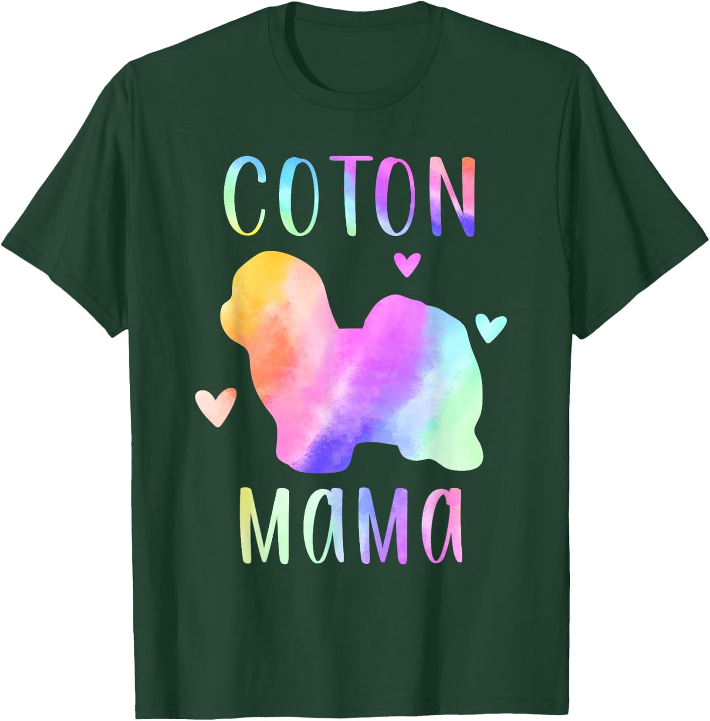 Coton Mama Coton de Tulear Mom Rainbow Watercolor T-Shirt - T-Shirt | Forest