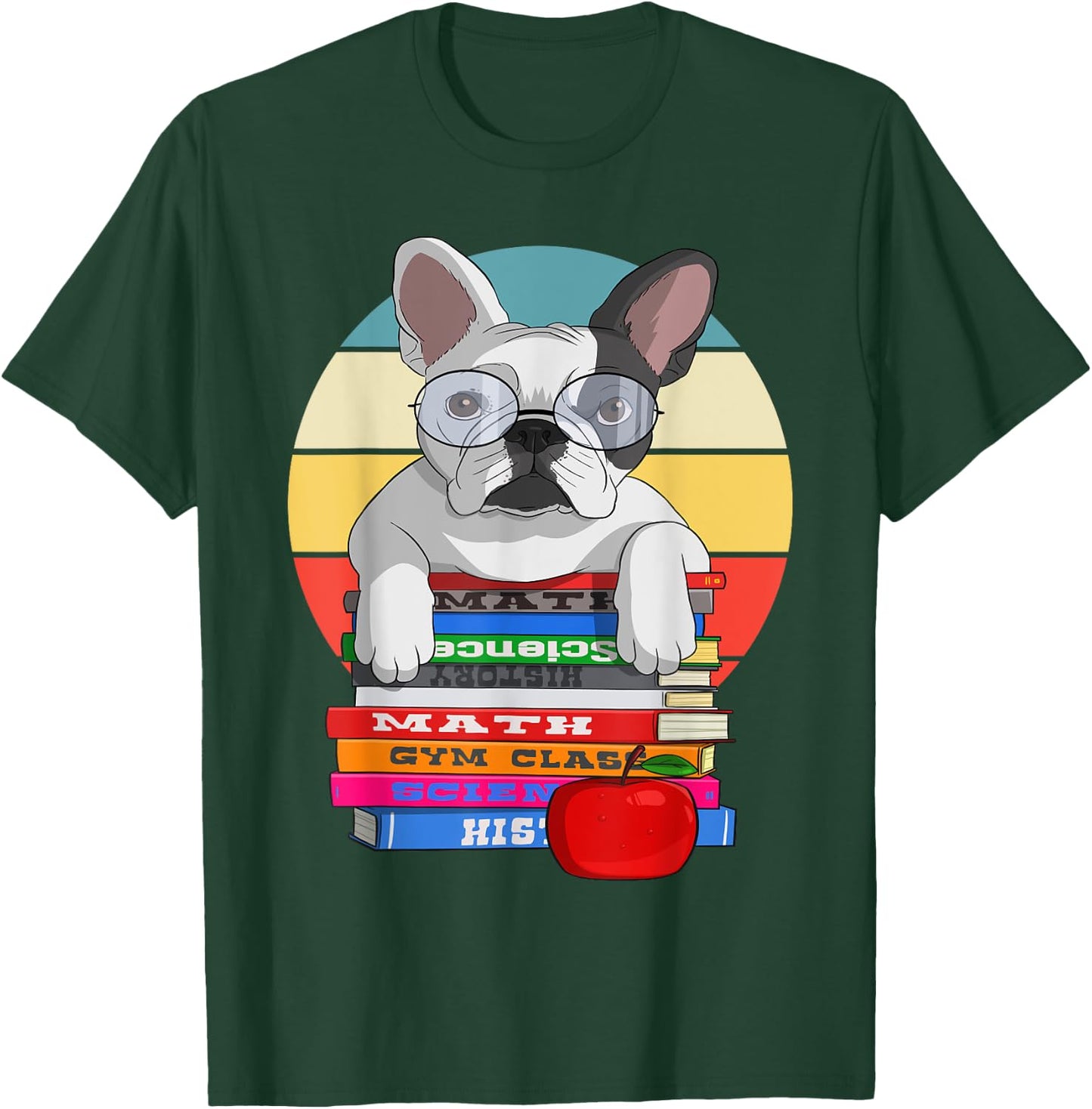 French Bulldog Back To School Bookworm Dog Women Girls Kids T-Shirt - T-Shirt | Forest