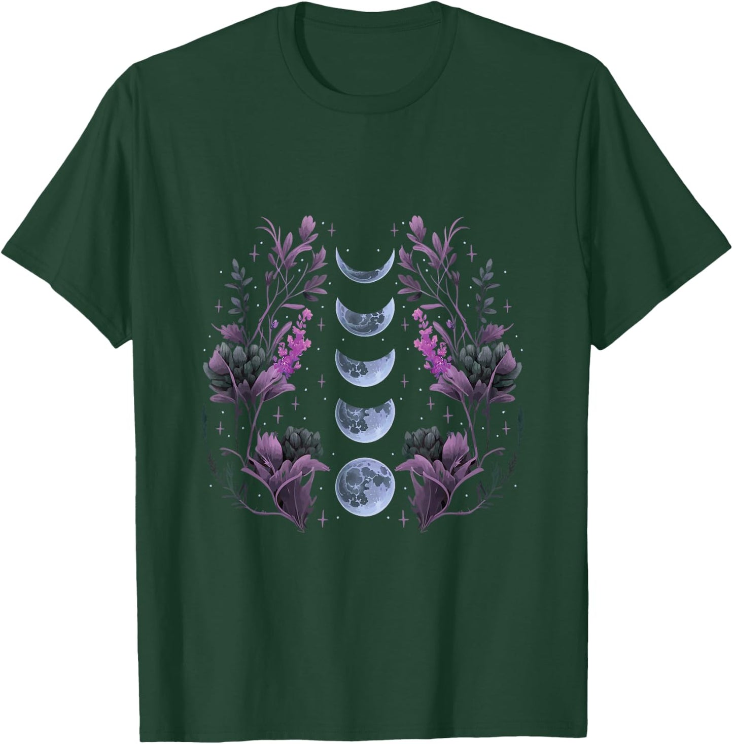 Cosmos Night Stargazers Vintage Celestial Lunar Moon Cycle T-Shirt - T-Shirt | Forest