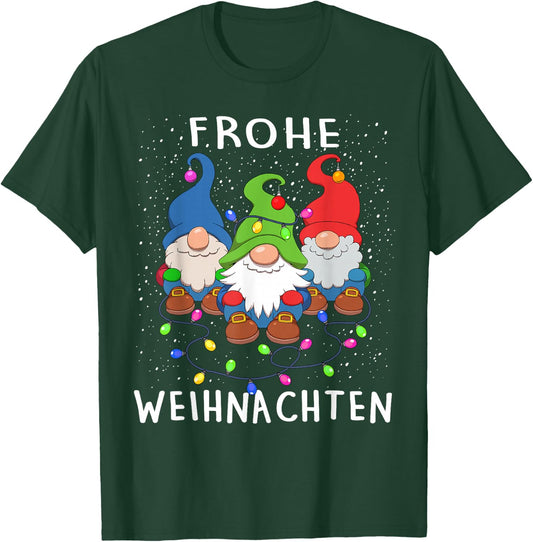 Funny Gnomes Merry Christmas Frohe Weihnachten T-Shirt - T-Shirt | Forest