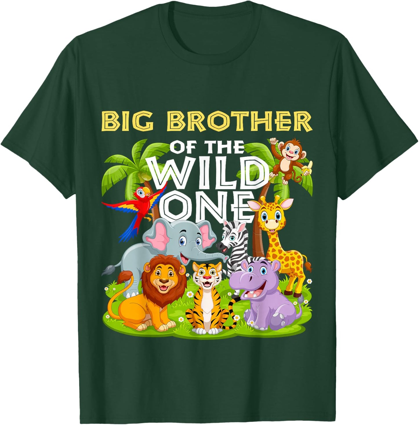 Big Brother Of The Wild One Birthday Animal Safari Jungle T-Shirt - T-Shirt | Forest