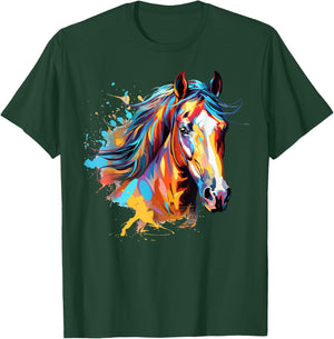 Colorful Splash Art Thoroughbred Horse Lover T-Shirt - T-Shirt | Forest
