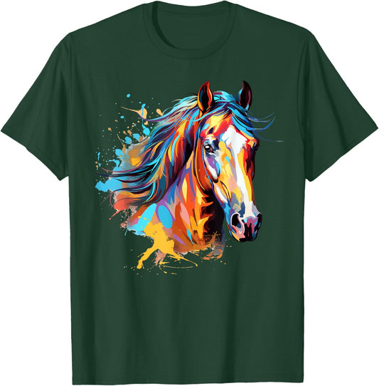 Colorful Splash Art Thoroughbred Horse Lover T-Shirt - T-Shirt | Forest