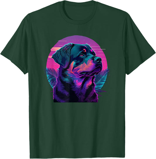 Funny Rottweiler Cute Rottweiler Vaporwave T-Shirt - T-Shirt | Forest