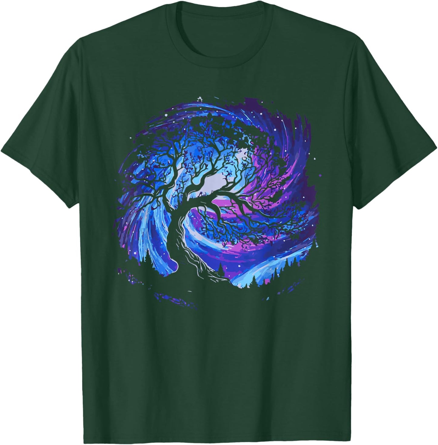 Space Tree Cosmic Starry Night Sky and Milky Way Gorgeous T-Shirt - T-Shirt | Forest