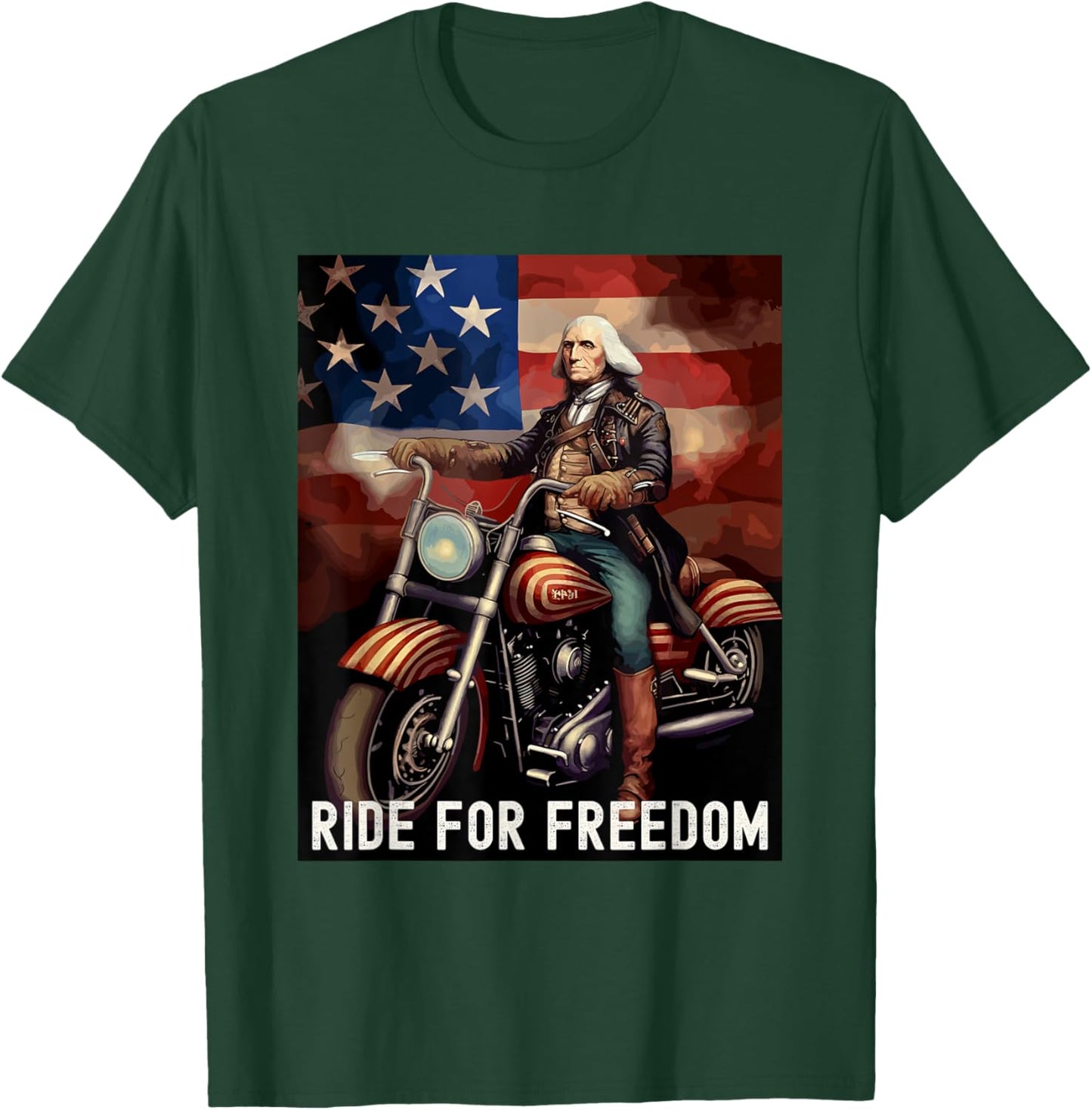 Patriotic George Washington Motorcycle Lover 4th of July T-Shirt - T-Shirt | Forest