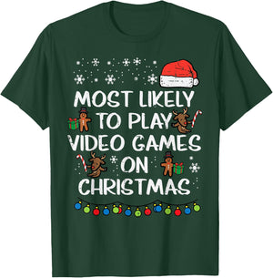 Likely Play Video Games Christmas Xmas Family Boys Kids Men T-Shirt - T-Shirt | Forest